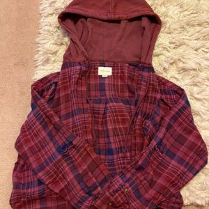 American Eagle flannel with sweatshirt hood!